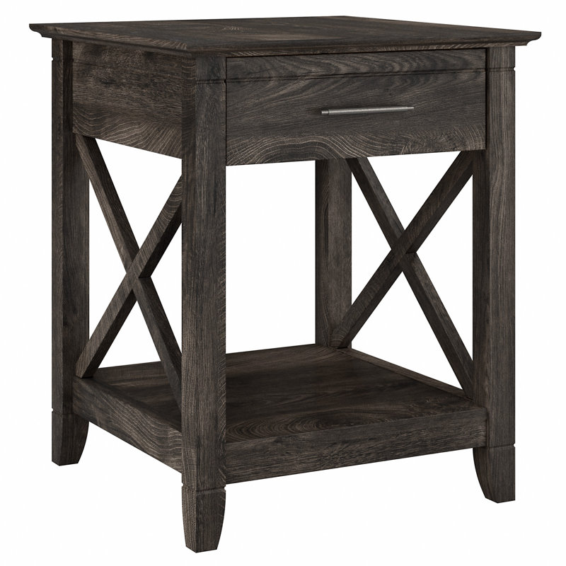 Table de chevet 1 tiroir Huckins, Hickory gris foncé