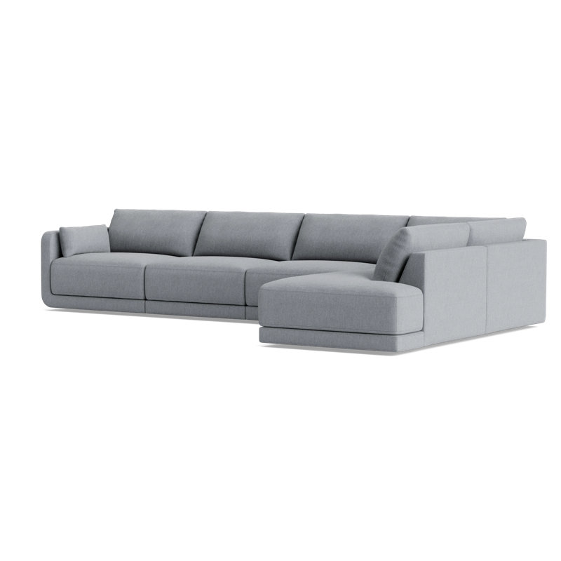 Eva Modular Corner Sectional, Performance Weave - Zinc, Right Hand Facing