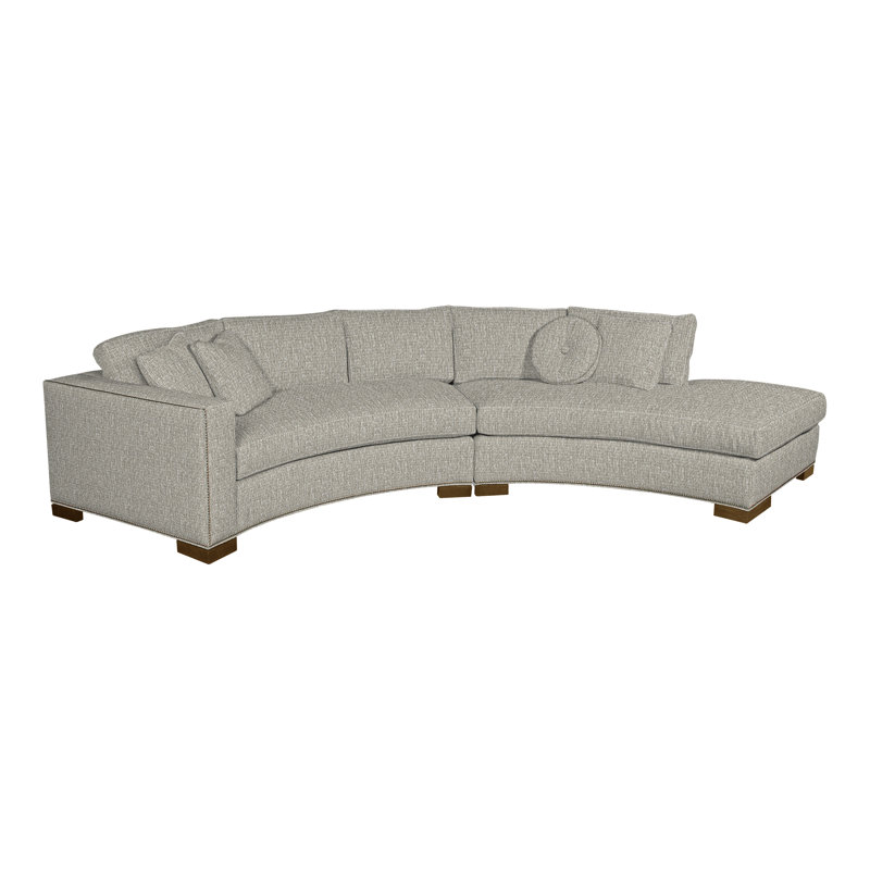 Michael Weiss 2-Piece Curved Sectional, Ozark Marina Linen Blend, Havana, No