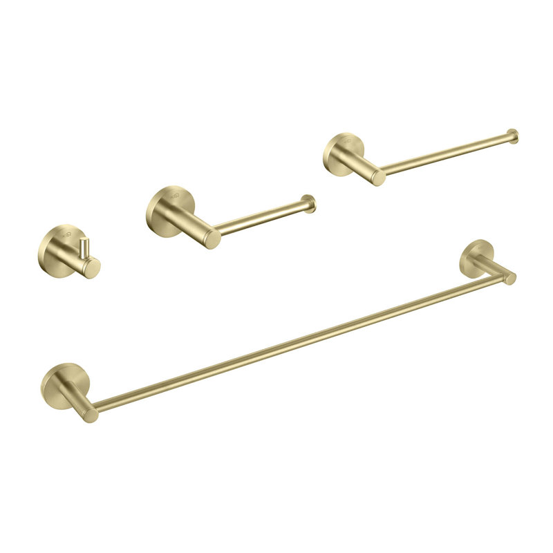 Circular 4 - Piece Bathroom Hardware Set, Brush Gold