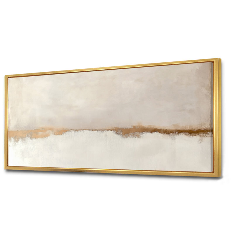 Abstrait doré blanc, lignes murales ombrées, art mural minimaliste, H 28 po x l 60 po, Cadre flottant, Doré