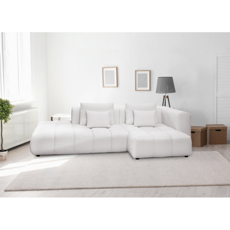 4 Seater Sofa & Chaise, Light Grey, Right Hand Facing