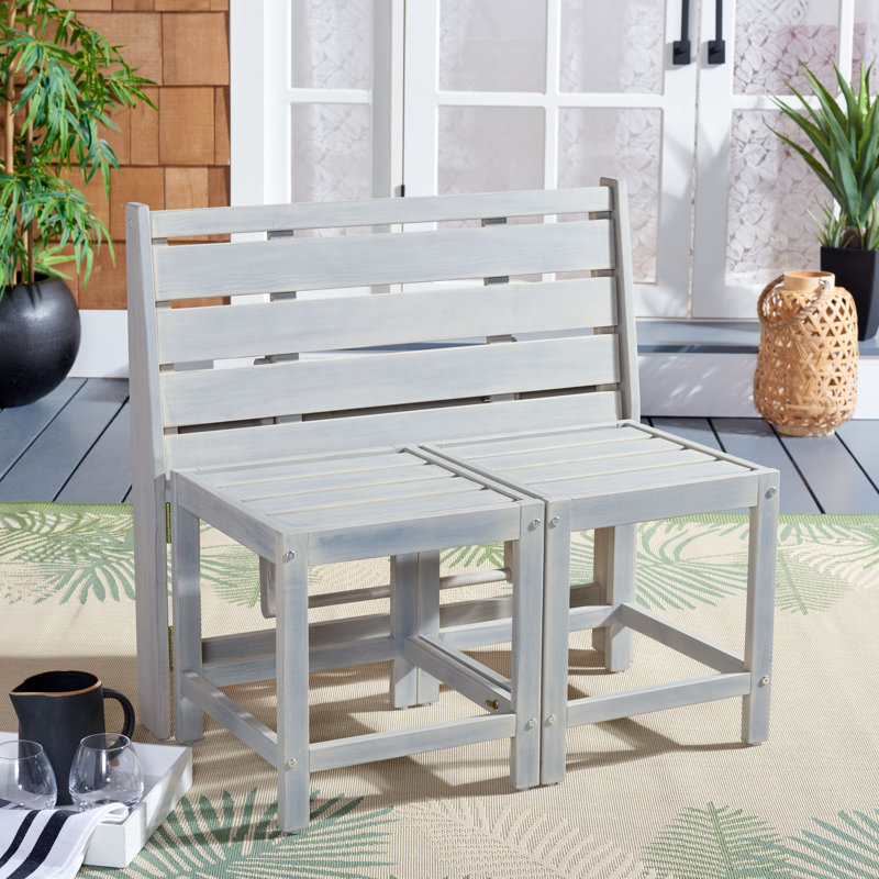 Overstreet Solid Wood Acacia Outdoor Bench, Ash Grey