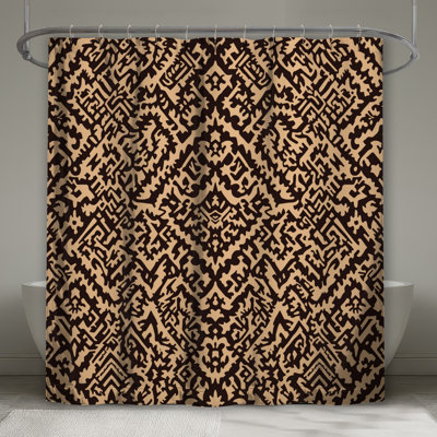 Intricate Brown Beige Pattern Shower Curtains Extra Long