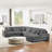 Dark Gray 5 U-Shaped Sectional , Corduroy Upholstery, Chaise Lounge, Frame, Comfortable Seating Ergonomic , And Removable Cushions