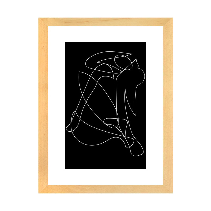 Silhouette déconstruite par Mambo art studio-impression, H 32 po x l 24 po x P 1 po, Blanc, Toile avec cadre en bois beige