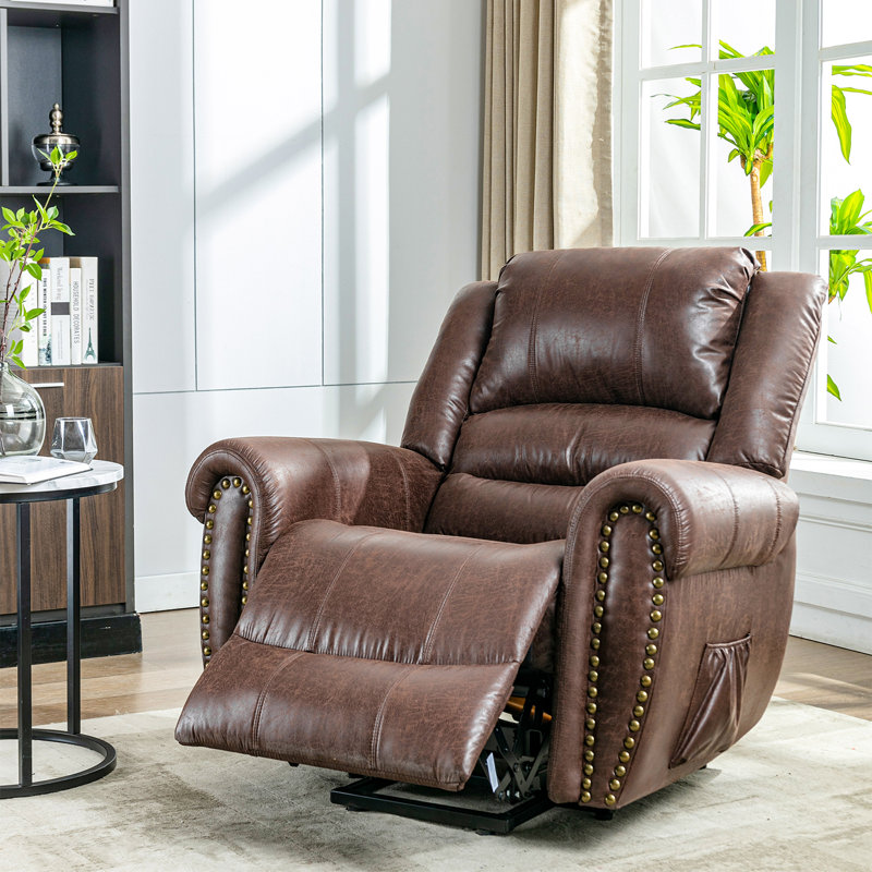 Kitterman 104cm Wide Lift Assist Standard Recliner with Massager, Brown