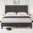 Nassau Platform Bed Frame with Fabric Upholstered Headboard and Wooden Slats Support, Fully Upholstered Mattress Foundation/No Box Spring Needed/Easy Assembly-1505968995