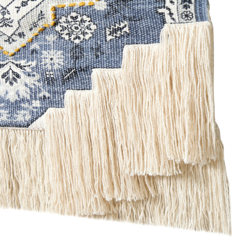 Suspension murale en coton, Denim bleu / jaune / blanc cassé