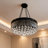 6-Light Modern Black Frame Dimmable Crystal Chandelier