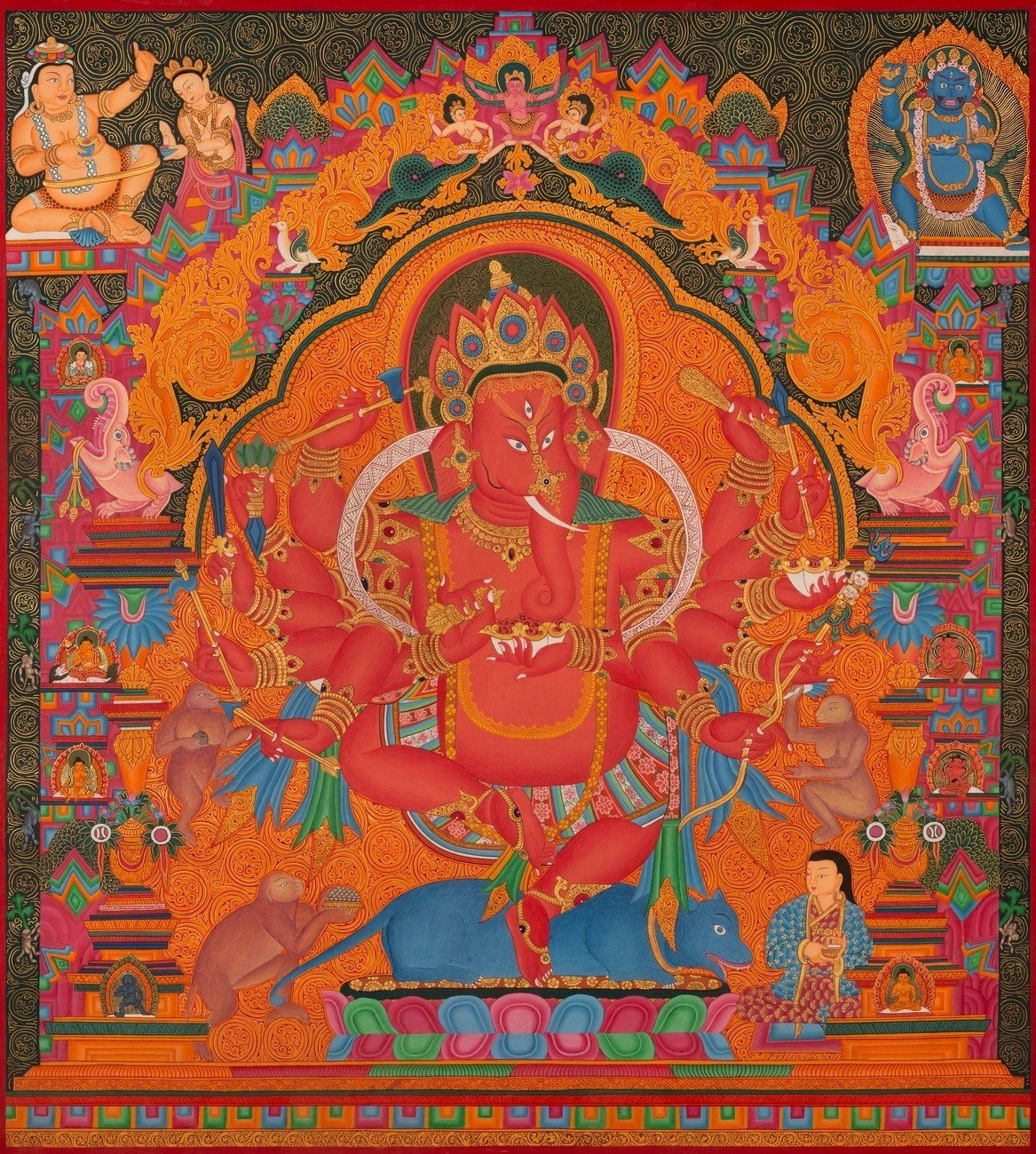 Exotic India Red Nevari Ganesha (Brocadeless Thangka) | Wayfair