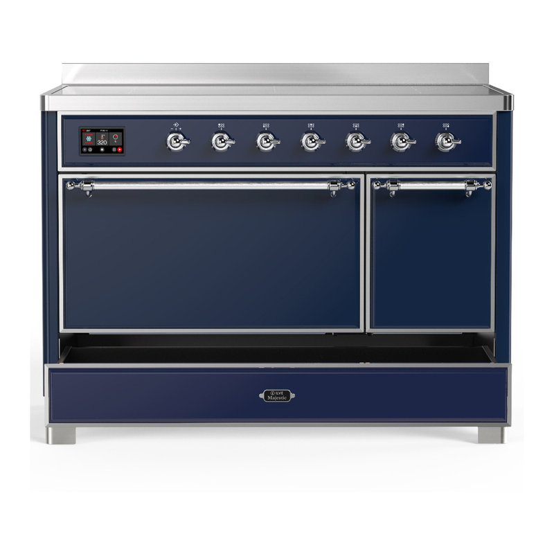 Majestic III Series 48 Inch Induction Range with 6 Induction Elements in Mightnight Blue (Chrome Trim), Chrome