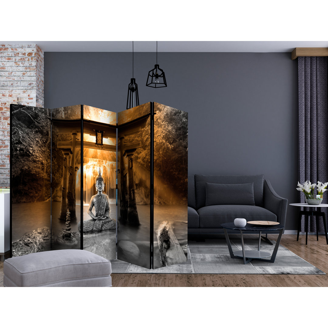 225cm W x 172cm H 5 - Panel Wood Folding Room Divider