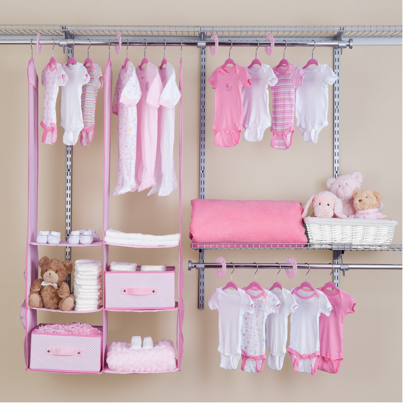 Organisateur de garde-robe pour enfant Delta, rose, 24 pièces, Rose