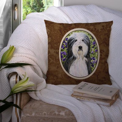 Coussin intérieur/extérieur brun carré barbu collie