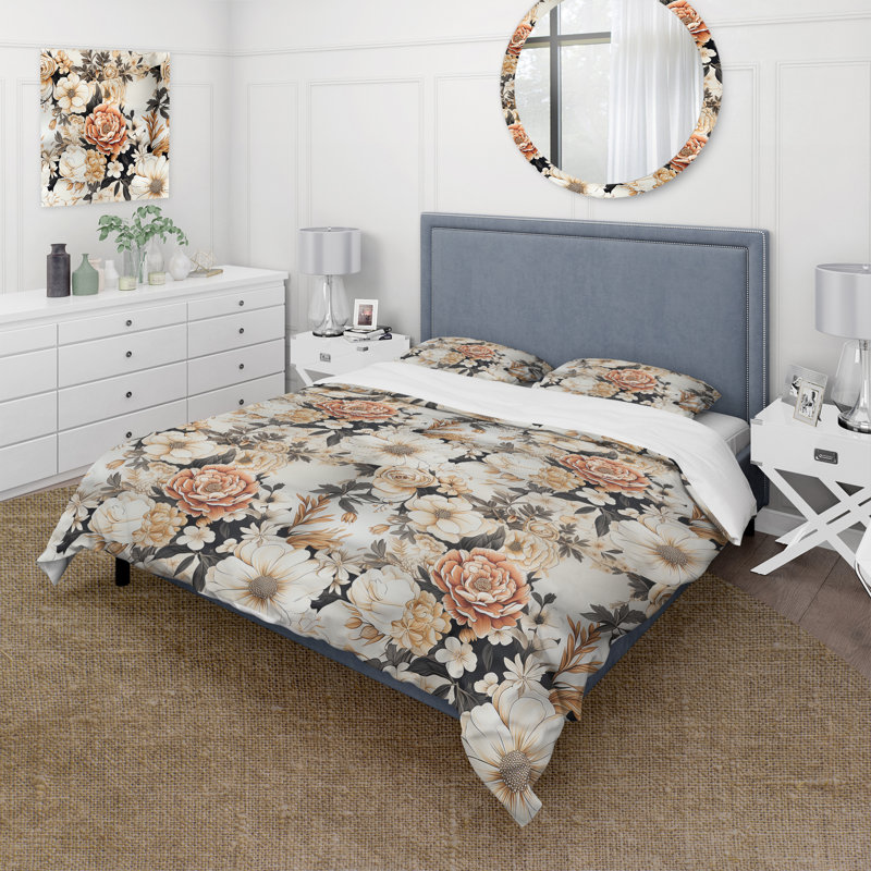 Ensemble de housse de couette Marigold Euphoria Blooms Bouquet - Floral, Housse de couette simple + 1 taie décorative stan
