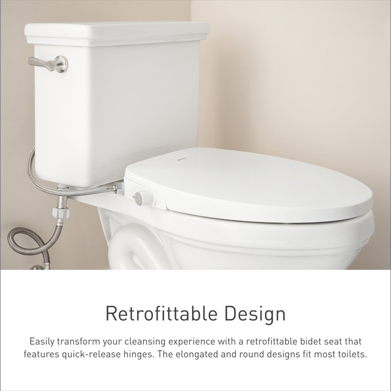 White Heated Electronic Bidet Seat with Remote and Dryer