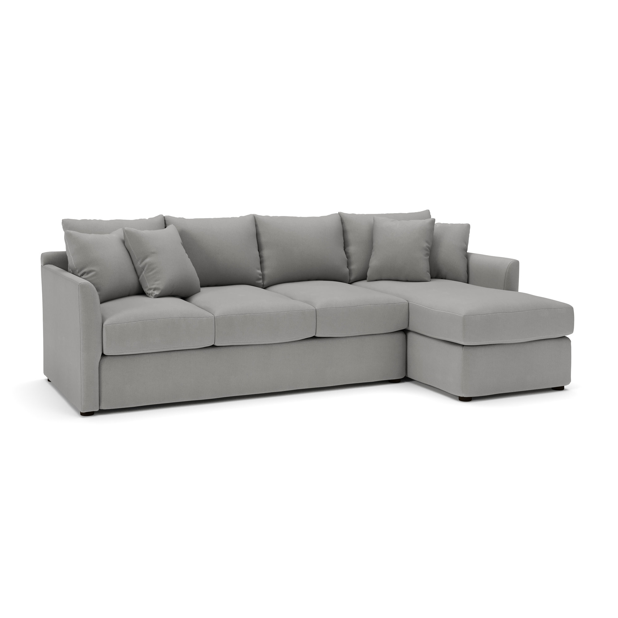 Cecelia Upholstered Chaise L-Sectional, Right Hand Facing, Bayou Light Gray Canvas