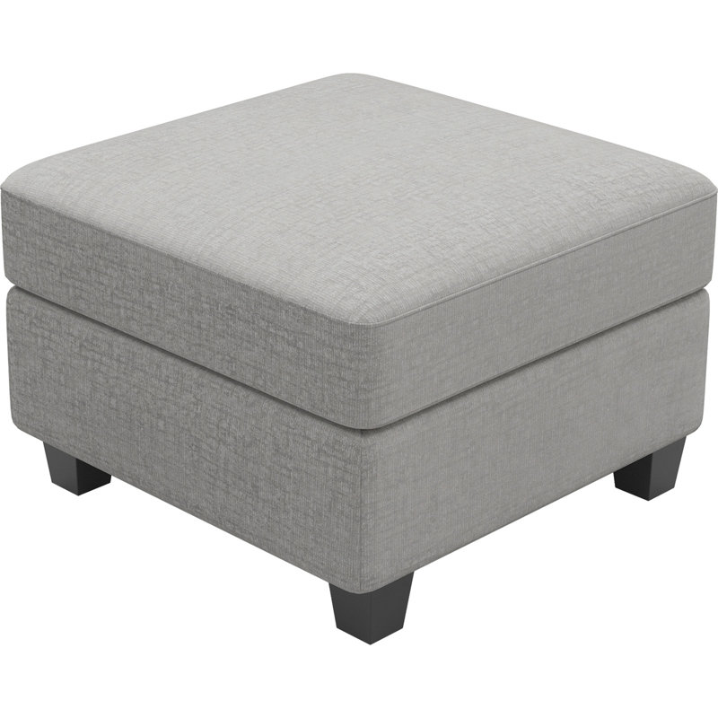 Aurora Chenille Storage Ottoman, Footstool Module Part for Chenille Sectional Sofa, Grey