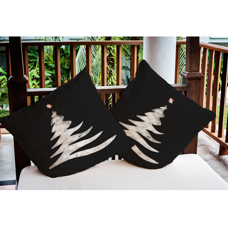 Holiday Wishes Reversible Throw Pillow, 16" x 16", Black