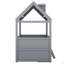 Lit simple polyvalent en bois gris avec rangement et lanterneaux