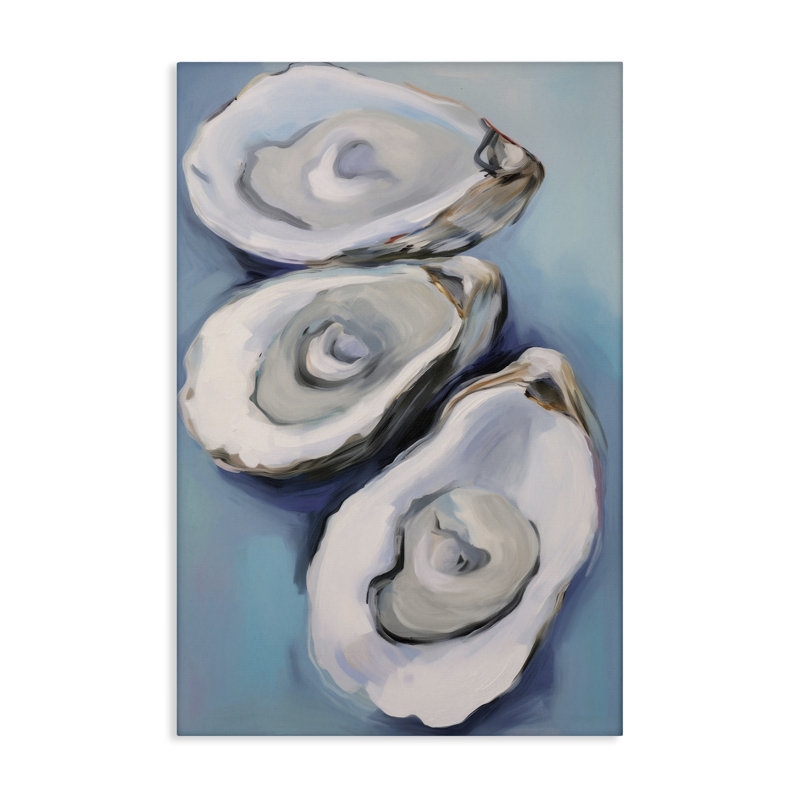 «Oyster Seashell Trio», art mural sur toile par Petal Prints Design, H 30 po x l 20 po
