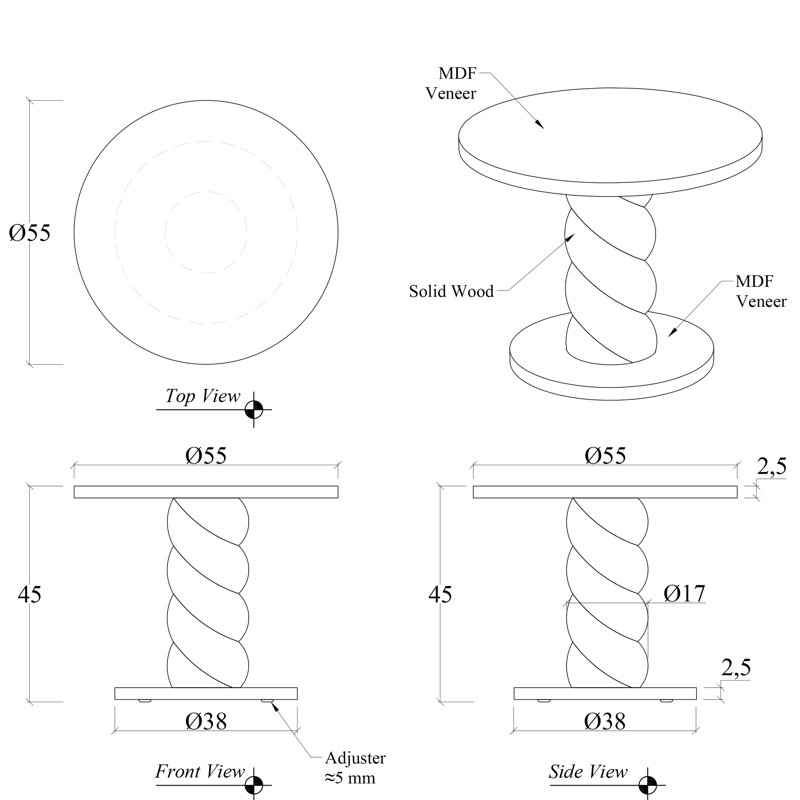 Table de bout ronde 21,75 po Olo, Perle