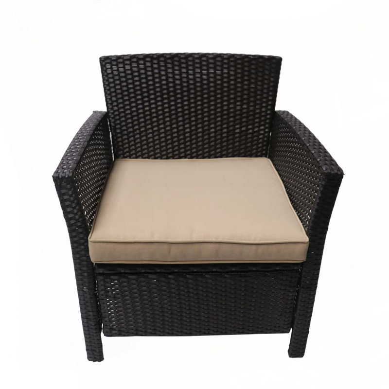 Outdoor PE Rattan Club Chair, Beige, Black