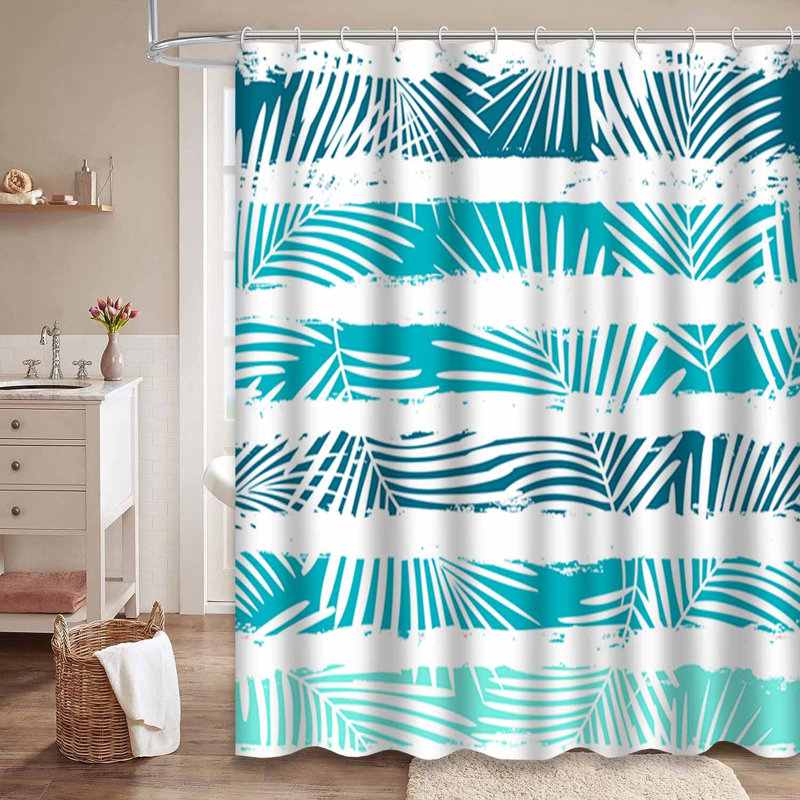 Rideau de douche à motif floral avec 12 crochets, L 72 po x l 78 po
