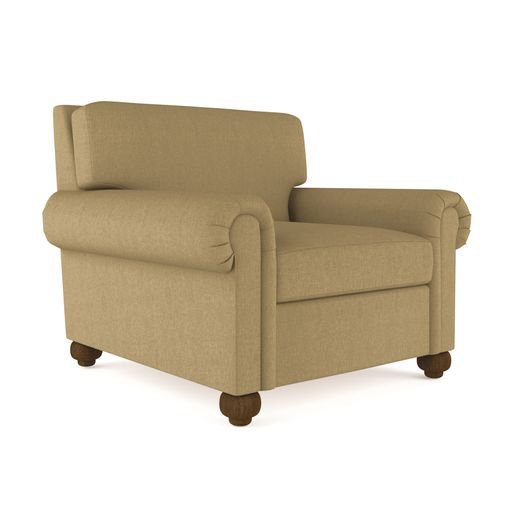 Leroy Leather Armchair, 36" H x 41" W x 49" D, Weathered, Box Weave Linen Chocolate