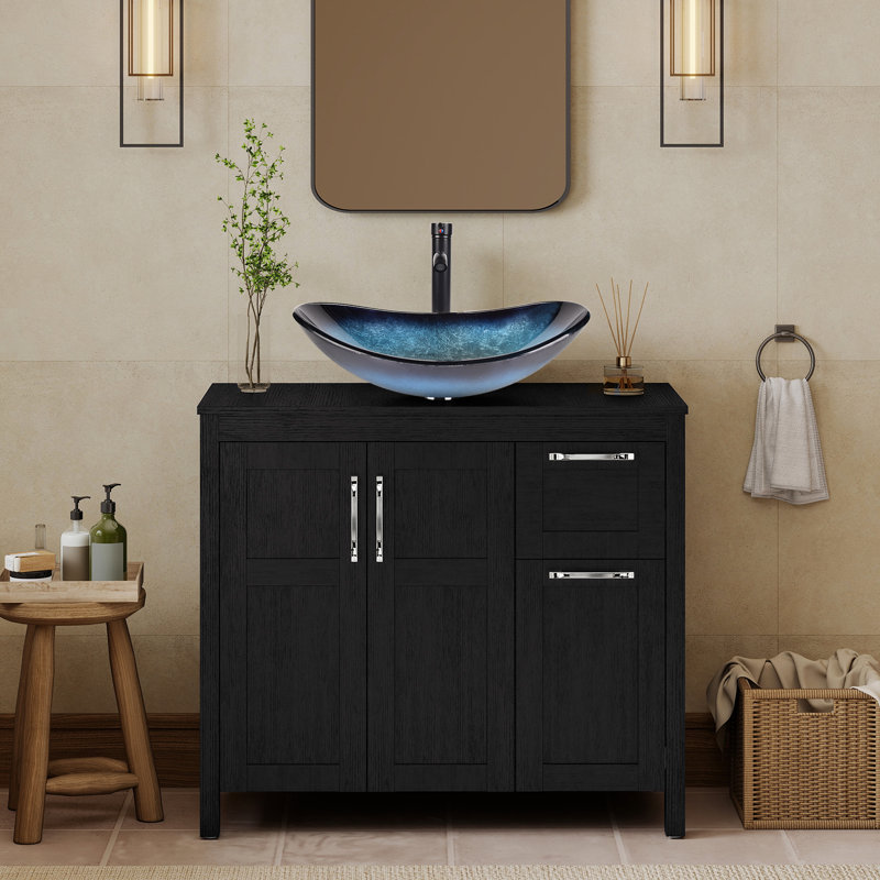 Ensemble de meuble-lavabo simple 36 po avec lavabo 36 po, Noir
