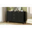 Buffet à motif ondulé - 3 tablettes réglables, 3 tiroirs et portes à fermeture en douceur, console de rangement avec poignées en métal, convient pour le bureau, le couloir et le salon-1205640289