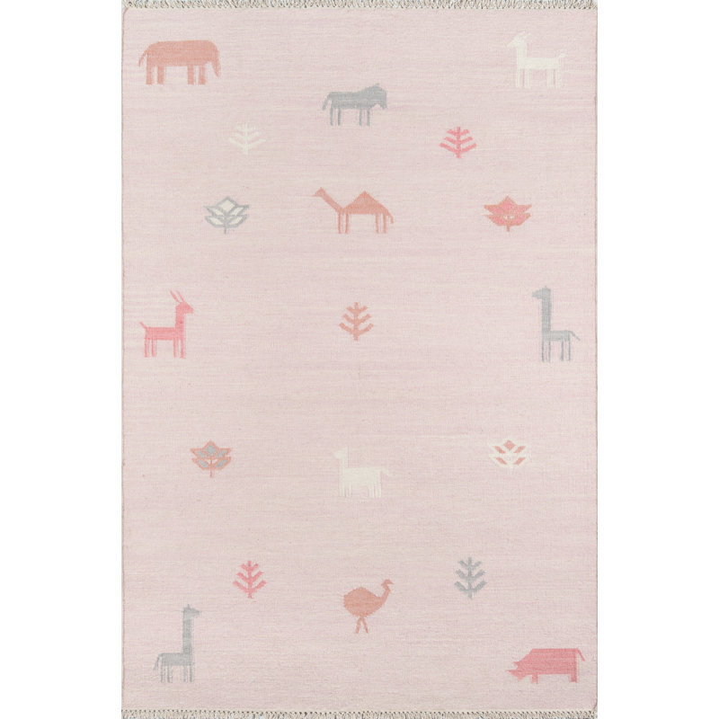 Thompson Wool Area Rug in Pink, Rectangle 7'6" X 9'6"