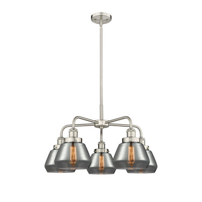 Lustre bol à 5 lumières en verre Fulton