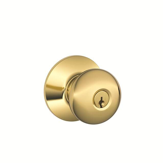F Series Plymouth Keyed Entry Door Lever, Bright Brass, Right Hand