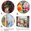 Orange et vert fenêtre française vue I - art mural multi-panneaux fenêtre