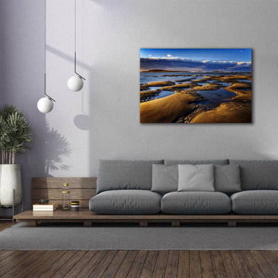 Toile épique Graffiti «Morning On Popham Beach» par Rick Berk, 60 po x 40 po