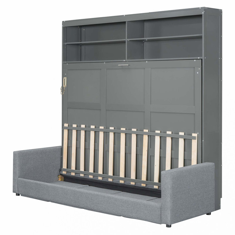 Grand lit escamotable mural avec canapé, Gray
