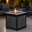 Teamson Home 86cm Outdoor Gas Fire Pit Table with Ceramic Top, Rattan Base, 40,000 BTU Heat Output & Hidden Gas Bottle Storage, Black
