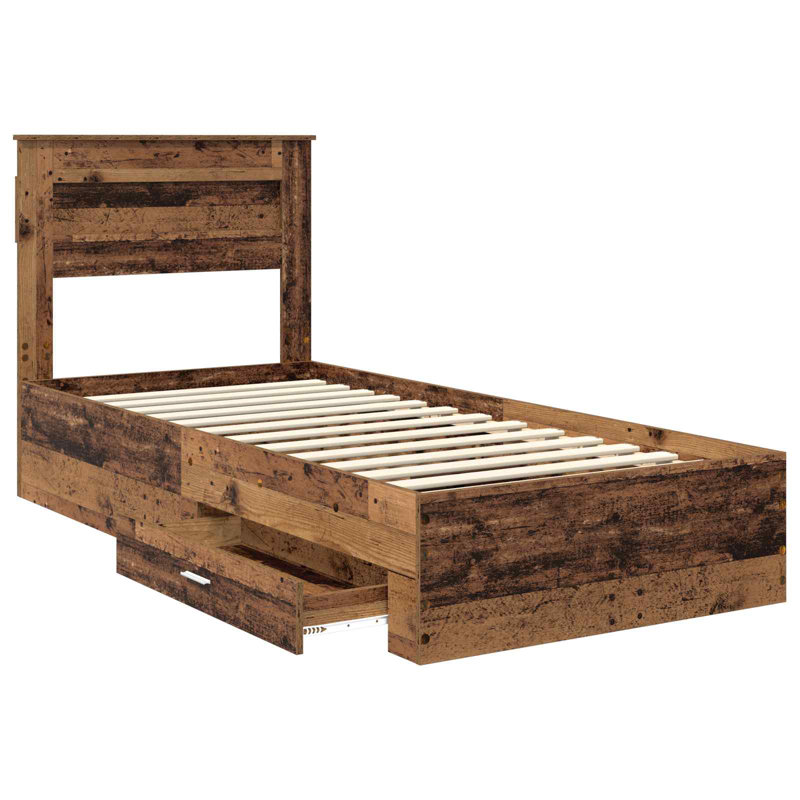 Bed, European Single (90 x 200 cm), Old Wood