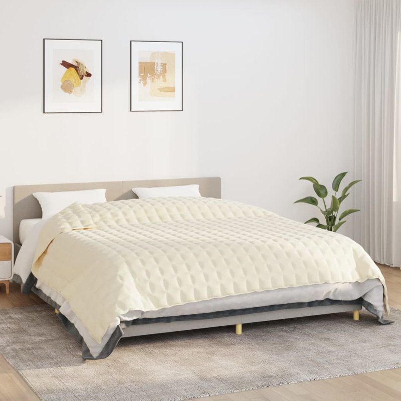 Couverture en tissu , Crème, crème, L 86,6 po x L 92,5 po