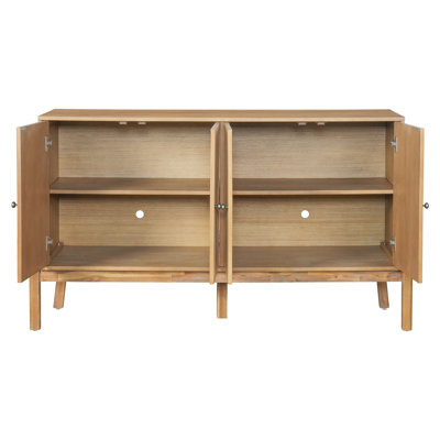 Vintage Sideboard Buffet Cabinet, 56.8" W x 18" D x 34.2" H, 4-Door Storage Cabinet with Metal Handles, MDF & Acacia Veneer,Dining Room or Living Room