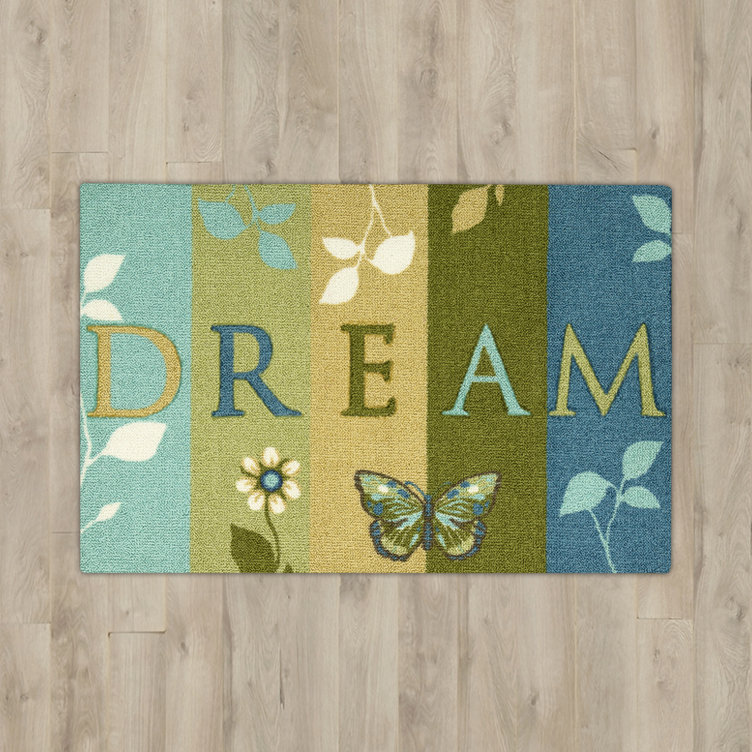 Tapis vert / bleu Azylah, Rectangle 1 pi 8 po x 2 pi 9 po
