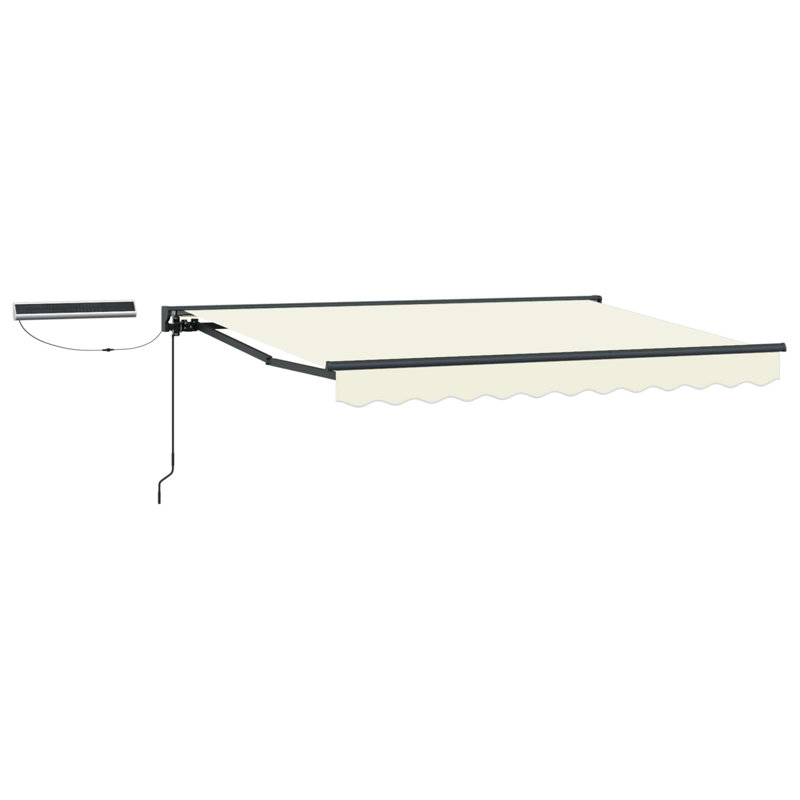 VidaXL Polyester Cover Retractable Patio Awning, Cream/Black, No Pattern, 350cm W x 200cm D