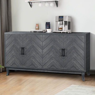 Stronger Vintage Style Buffet Cabinet, Lacquered Accent Storage 4 Door Wooden Cabinets,Thickened Sideboard Storage Cabinet For Entryway, Living Room
