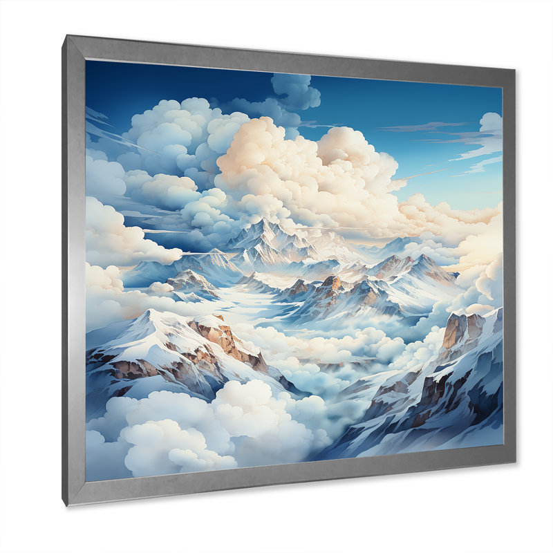 «Clouds Winter Scenery In Mountain», reproduction sur toile, H 16 po x l 16 po x P 1 po, Cadre photo argenté