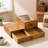 Wooden Coffee Pod Organizer Storage Box with Clear Acrylic Lid and Two Drawers, Natural Paulownia Wood Countertop Coffee Station for Pods, Tea Bags and Accessories