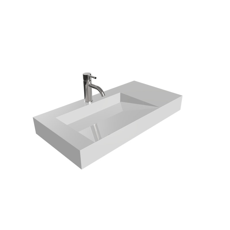 Gloss White 39'' Rectangular Wall-Mount Bathroom Sink