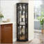 Vitrine de coin lumineuse avec portes en verre et tablettes réglables - noir-131096756