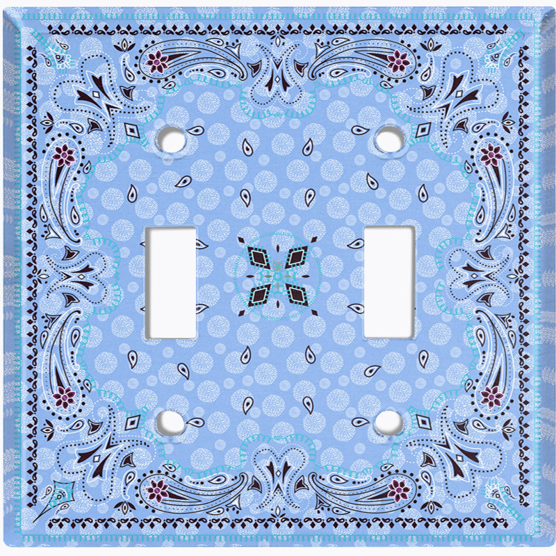 Plaque murale à 2 interrupteurs à bascule mauve à motif cachemire bandana mauve, Bleu